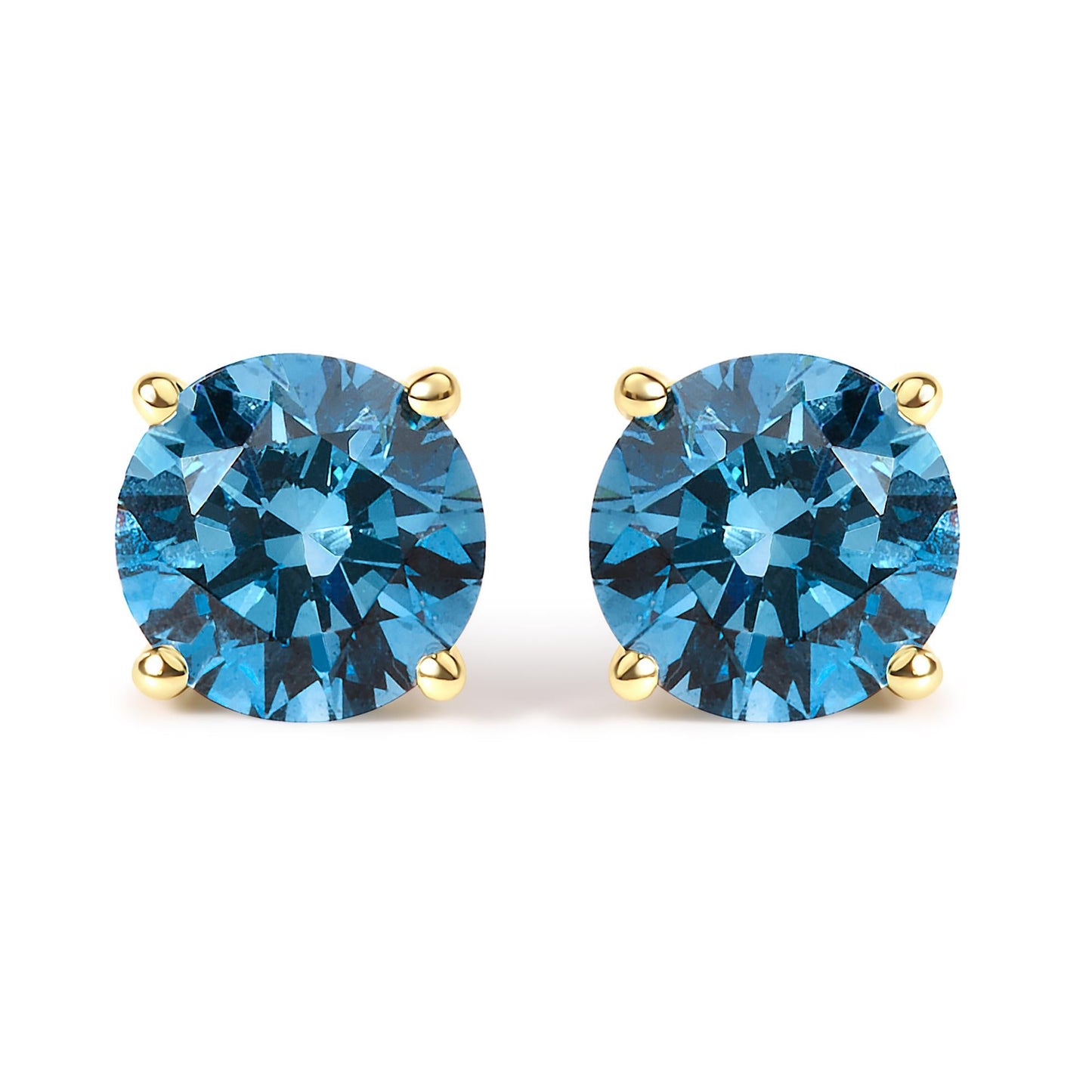 14K Gold Blue Lab Grown Diamond Stud Earrings with Screw Backs-4