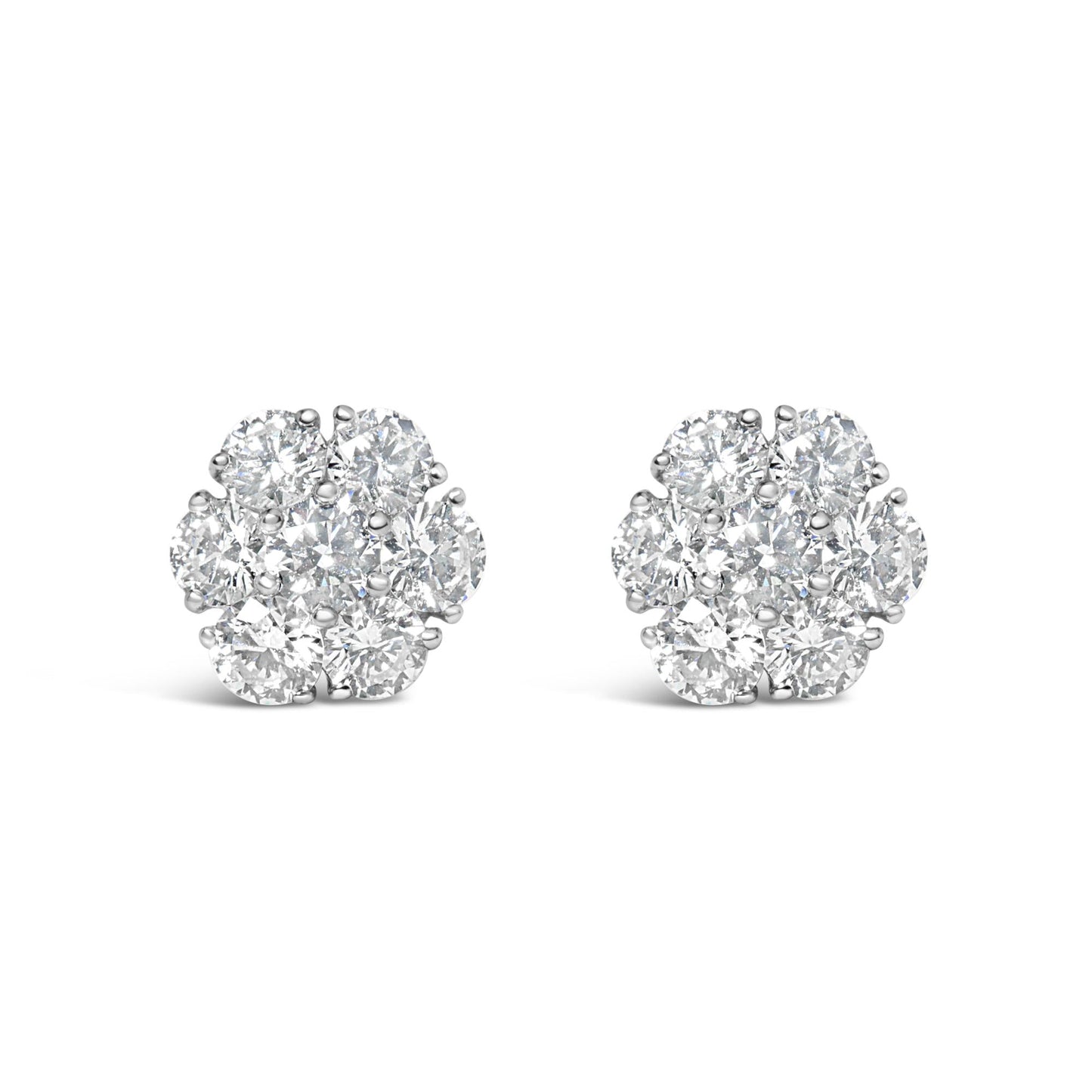 14K White Gold 1 3/4 Cttw Lab Grown Diamond Floral Cluster Composite Stud Earrings (G-H Color, VS2-SI1 Clarity)-0