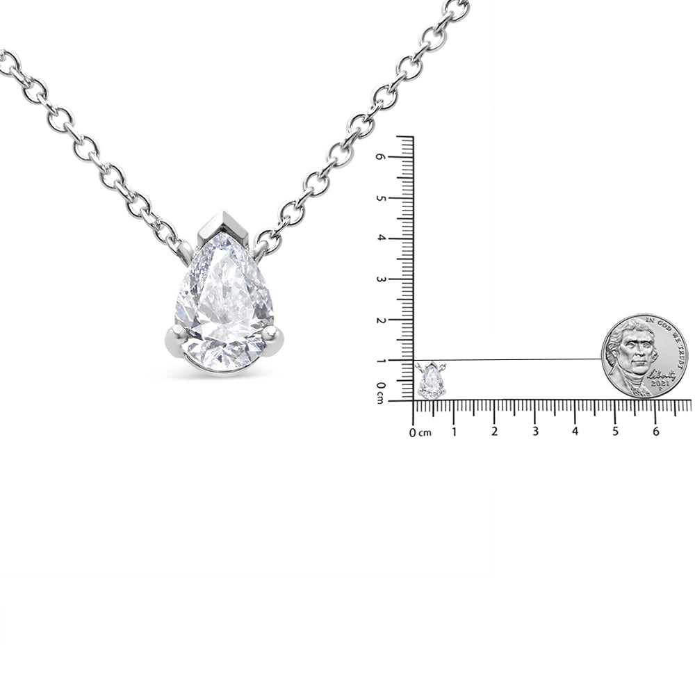14K White Gold 1/2 Cttw Lab Grown Pear Shape Solitaire Diamond Pendent 18" Necklace (F-G Color, VS2-SI1 Clarity)-4