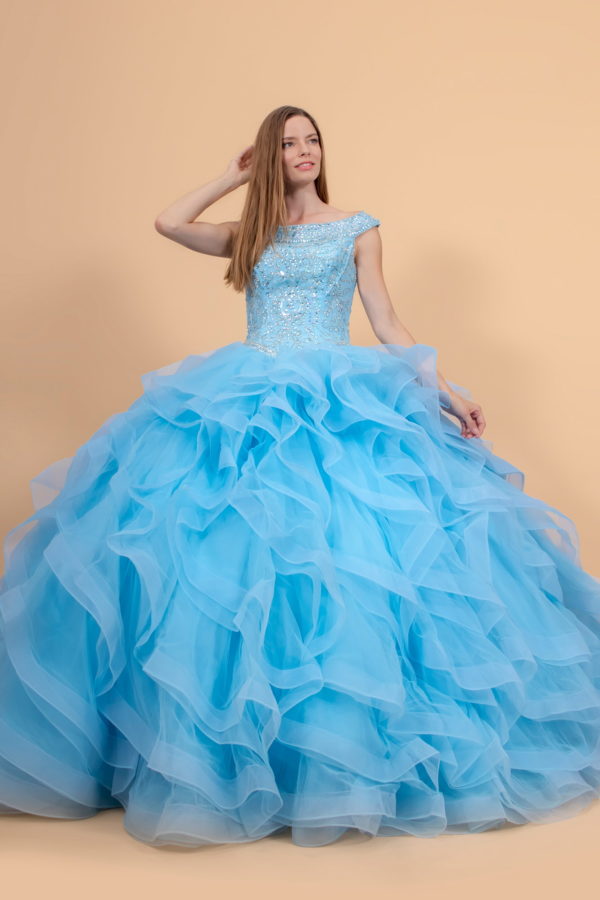 Jewel Embellished Bodice Tulle Quinceanera Dress-4