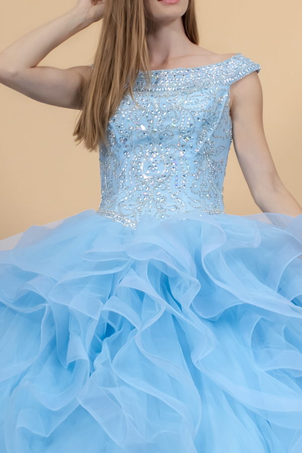 Jewel Embellished Bodice Tulle Quinceanera Dress-5