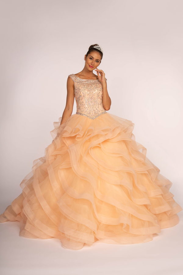 Jewel Embellished Bodice Tulle Quinceanera Dress-6