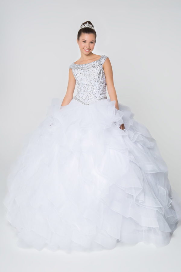 Jewel Embellished Bodice Tulle Quinceanera Dress-2