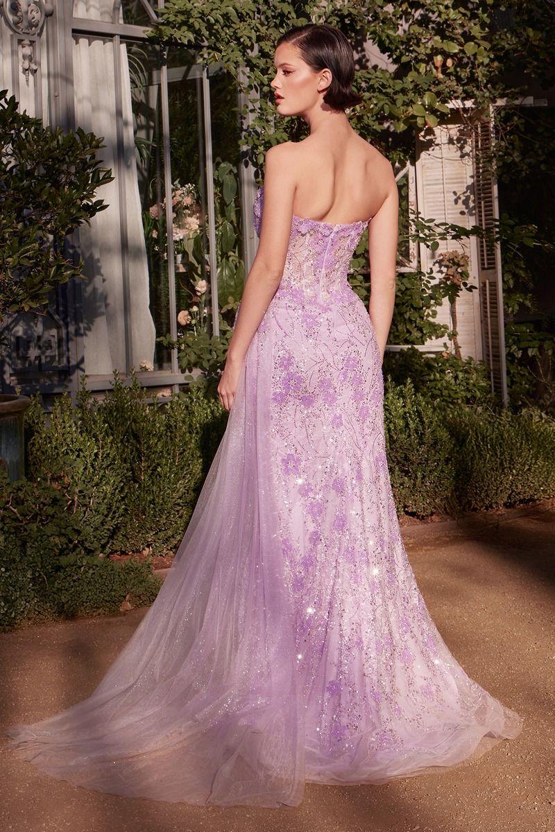 Floral Motif Strapless Fitted Gown-2