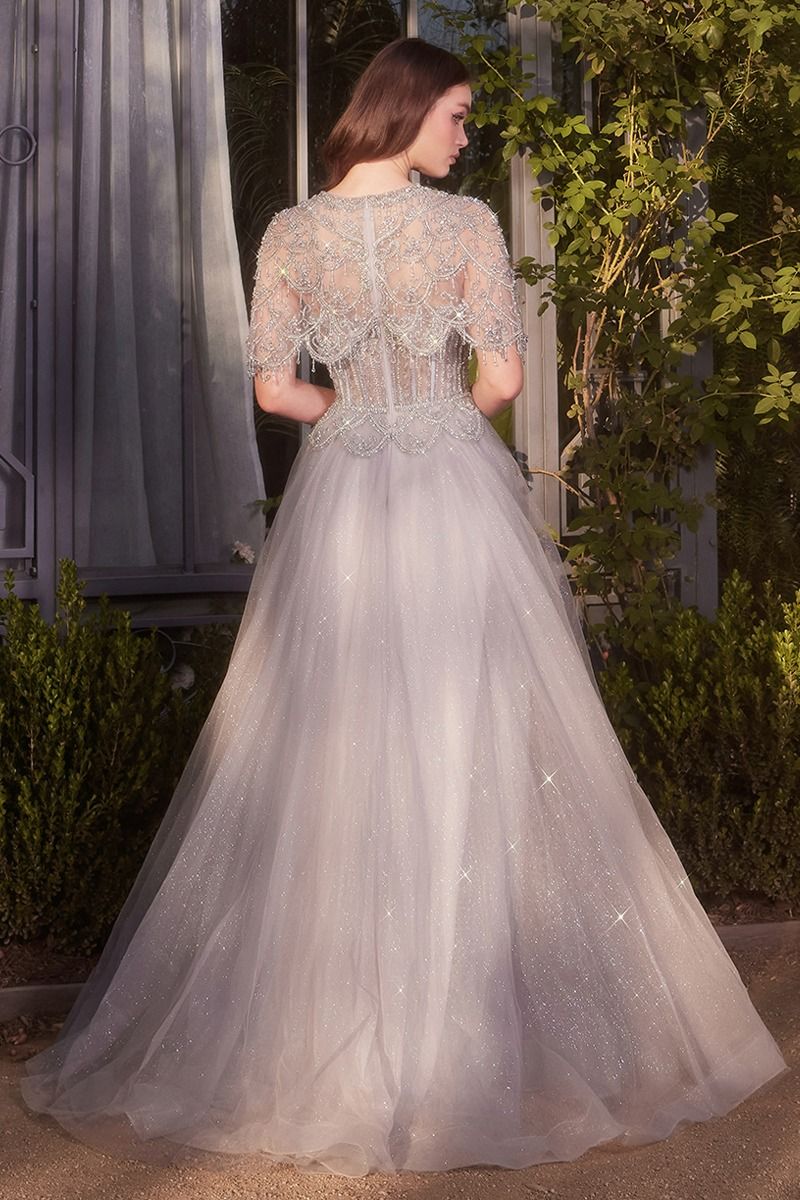 Capelet Crystal Bead Gown-2