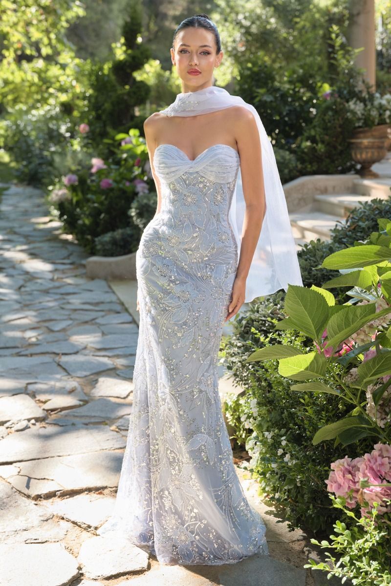 Strapless Sequin Embellished Fitted Dress-1