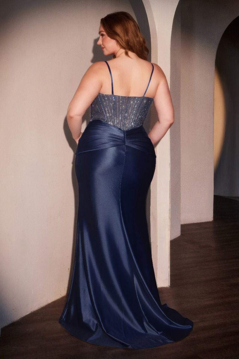 Fitted Satin Embellished Curve Dress-2