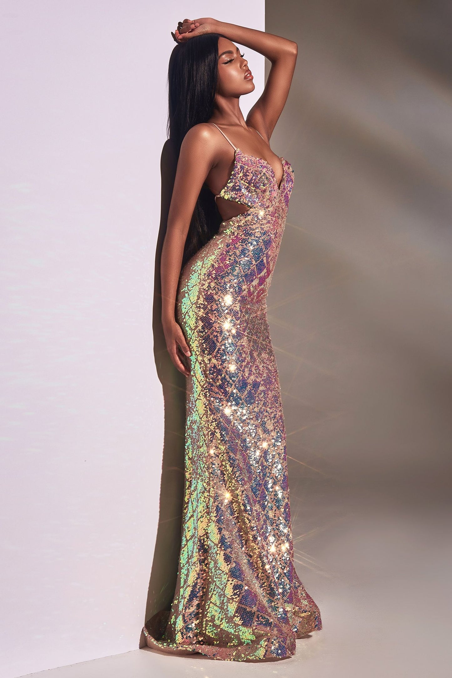Fitted Irridecent Sequin Gown-1