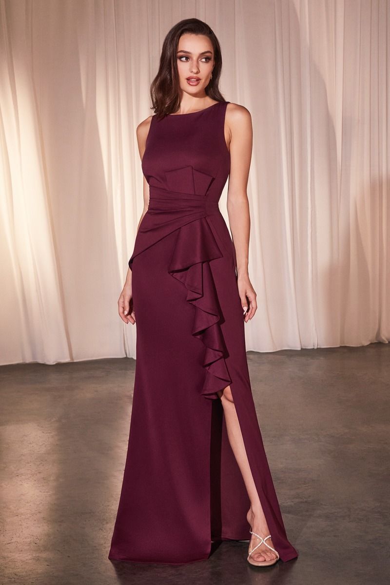 Fitted Neoprene Burgundy Dress-0