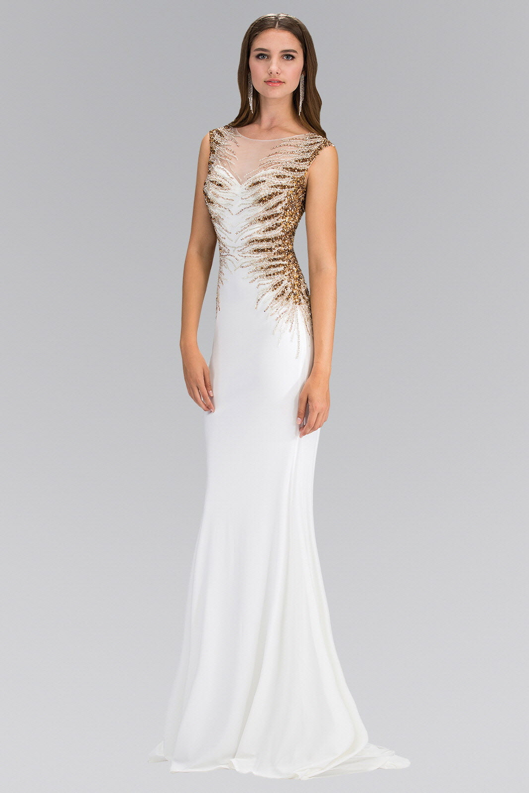 Sleeveless Floor Length Dress with Open Back and Beaded accent-4