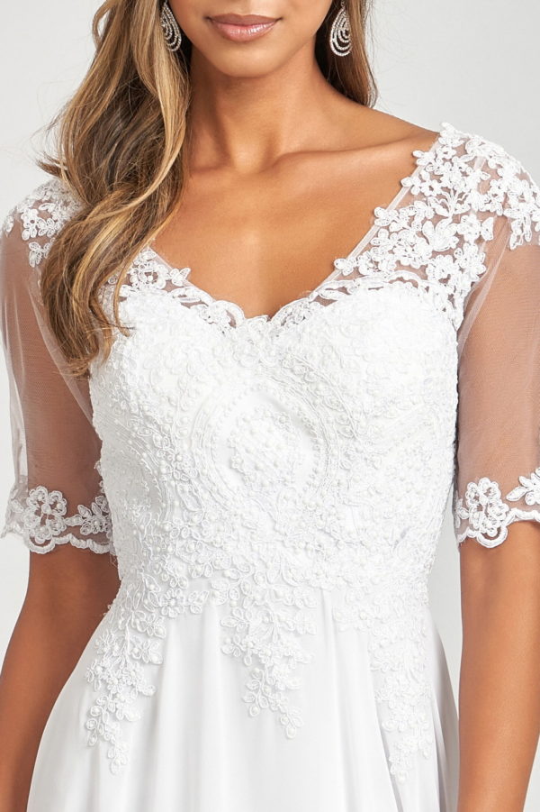 Rhinestone and Embroidery Embellished Chiffon Long Dress-17