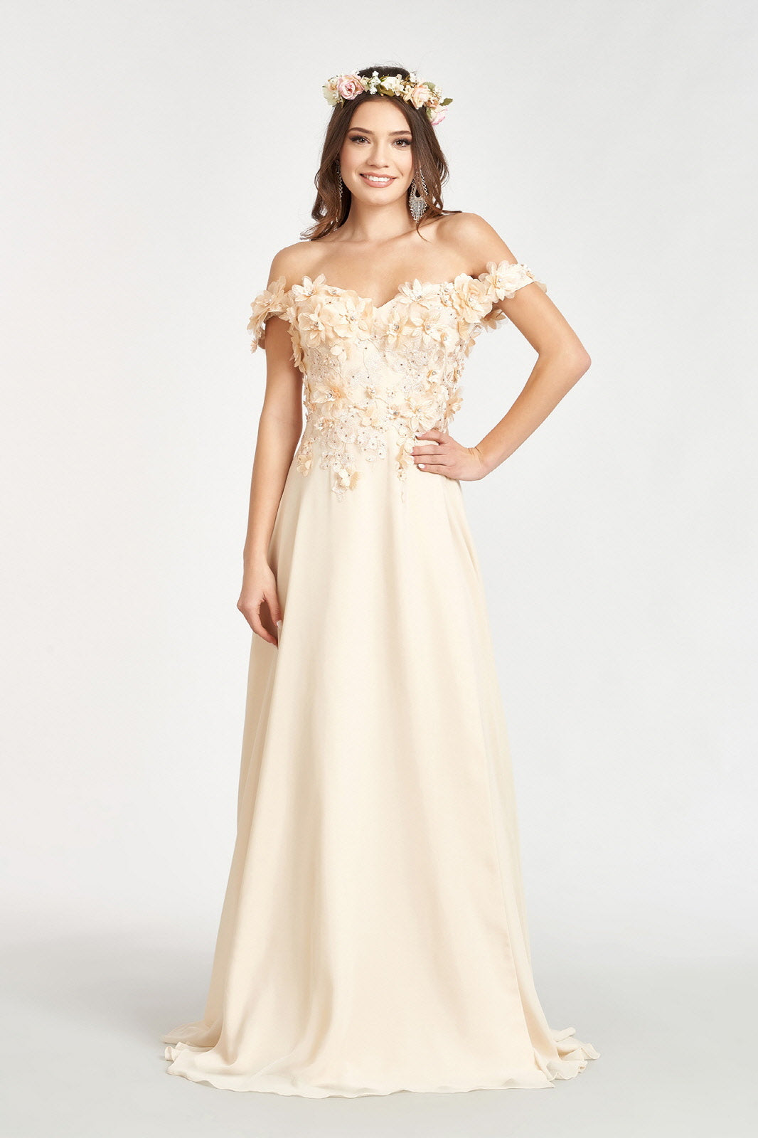 Sublime Off-shoulder Floral Neckline A-line Maxi Dress from Elizabeth K-7