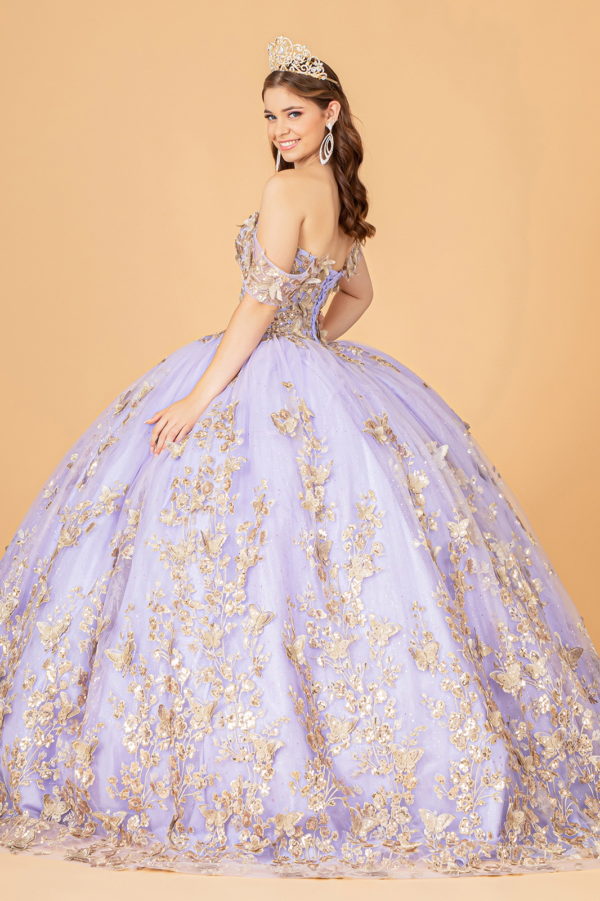 3-D Butterfly Applique Sweetheart Quinceanera Dress w/ Corset Back-7
