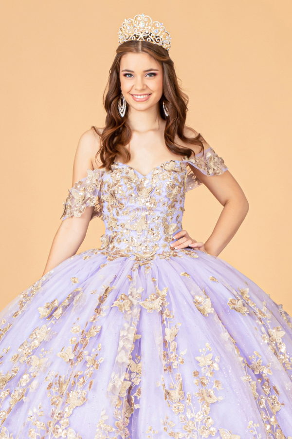 3-D Butterfly Applique Sweetheart Quinceanera Dress w/ Corset Back-9