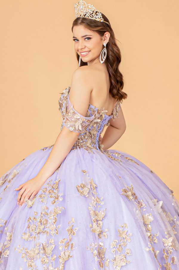3-D Butterfly Applique Sweetheart Quinceanera Dress w/ Corset Back-10