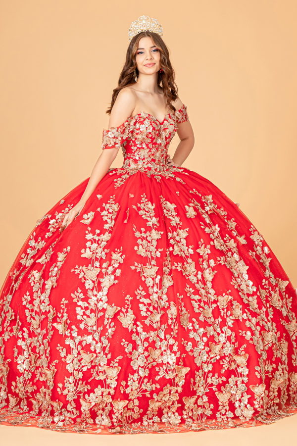 3-D Butterfly Applique Sweetheart Quinceanera Dress w/ Corset Back-11