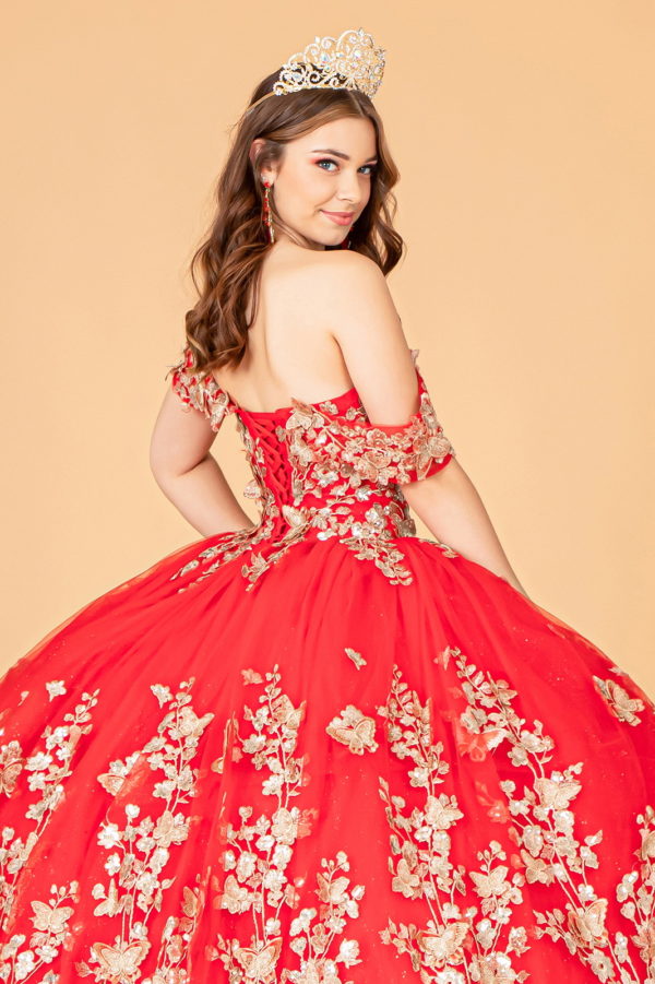 3-D Butterfly Applique Sweetheart Quinceanera Dress w/ Corset Back-12