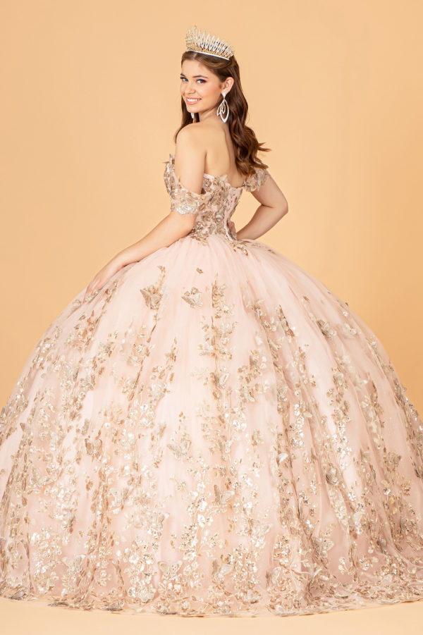 3-D Butterfly Applique Sweetheart Quinceanera Dress w/ Corset Back-16
