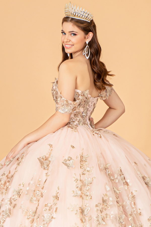 3-D Butterfly Applique Sweetheart Quinceanera Dress w/ Corset Back-19