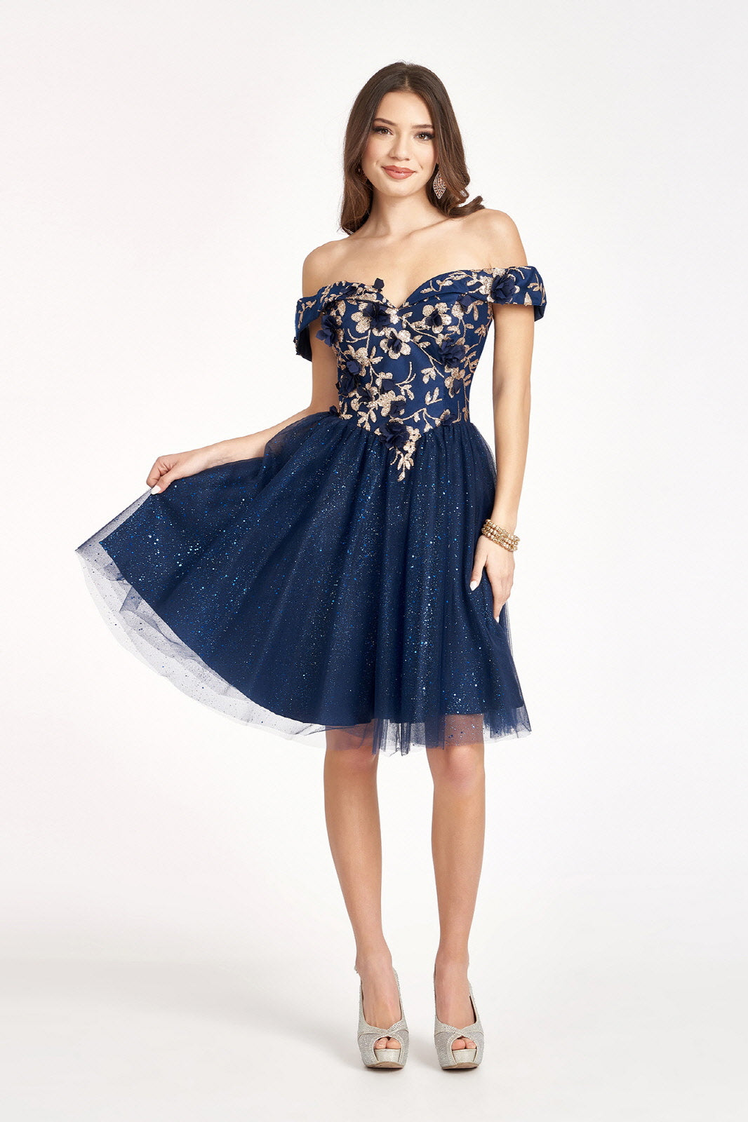 Sweethearted Glitter Mesh Homecoming Dress w/ Corset Back-8