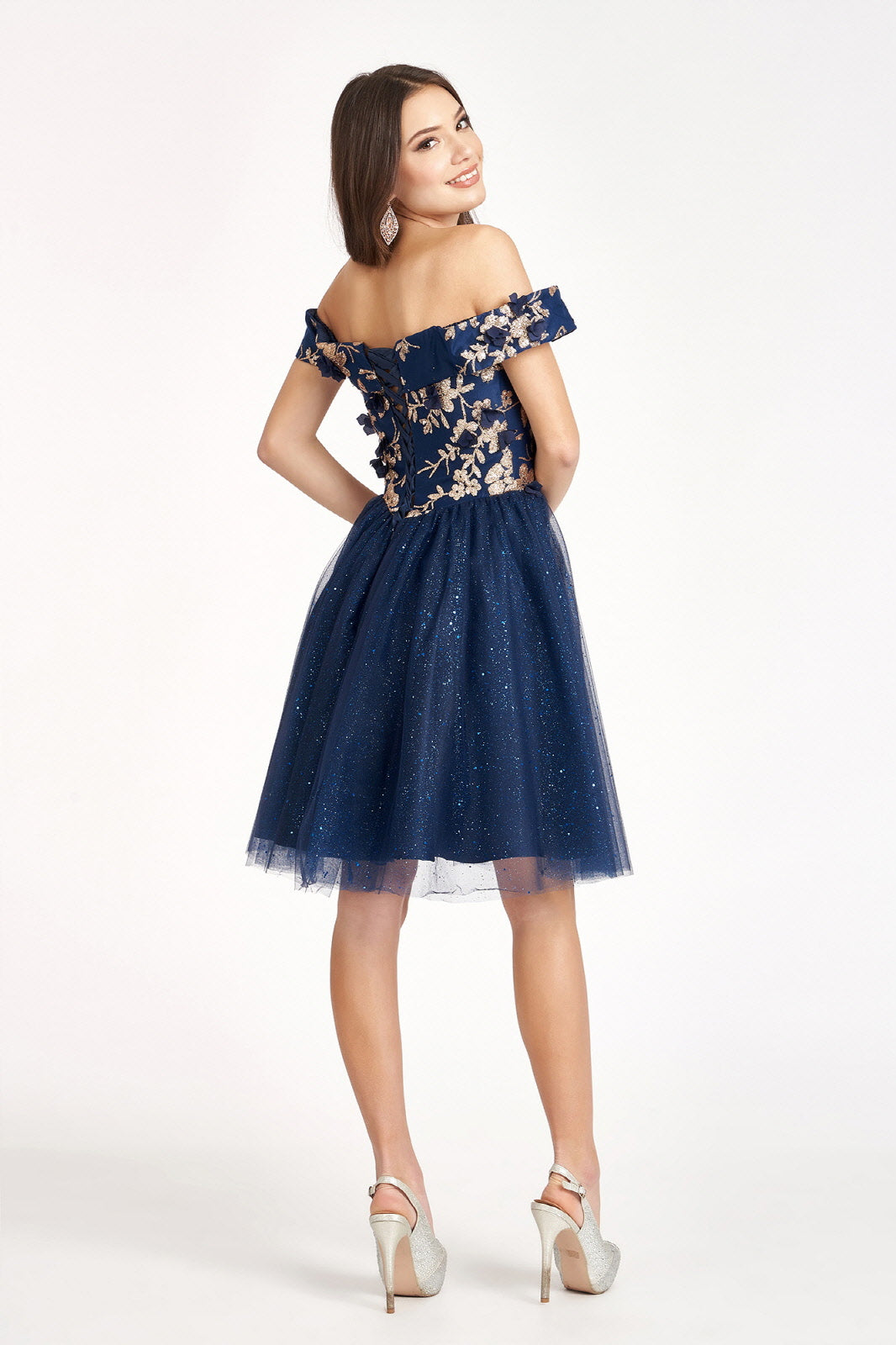 Sweethearted Glitter Mesh Homecoming Dress w/ Corset Back-9