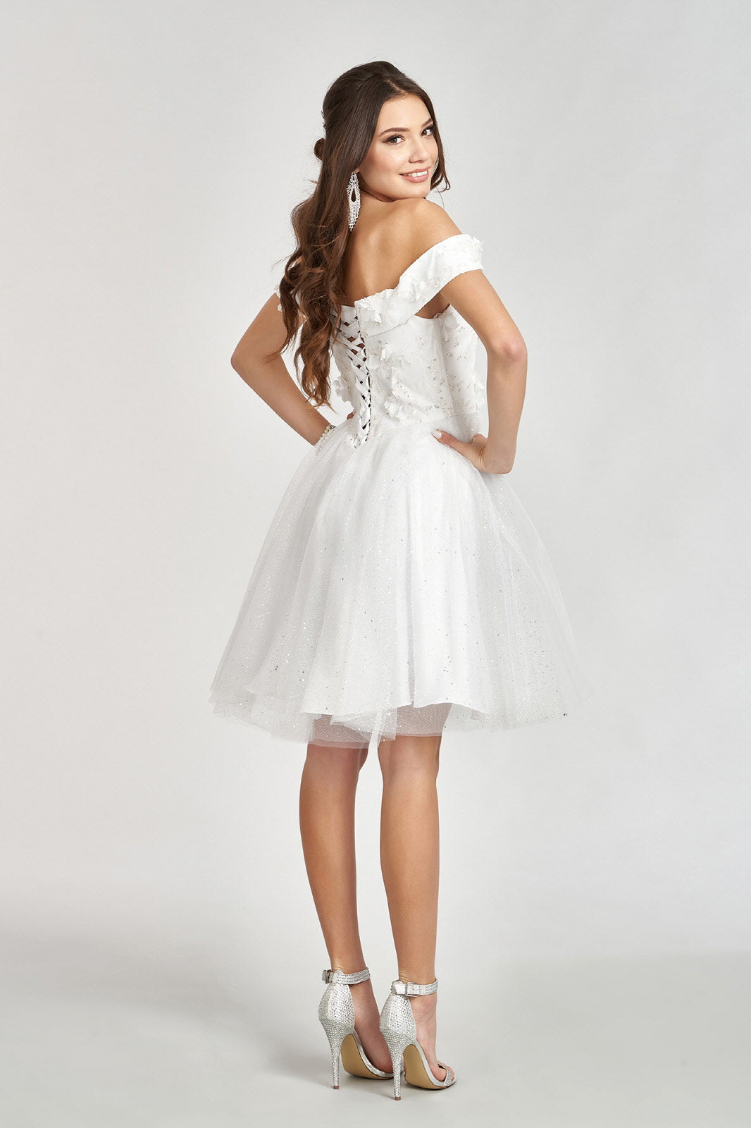 Sweethearted Glitter Mesh Homecoming Dress w/ Corset Back-13