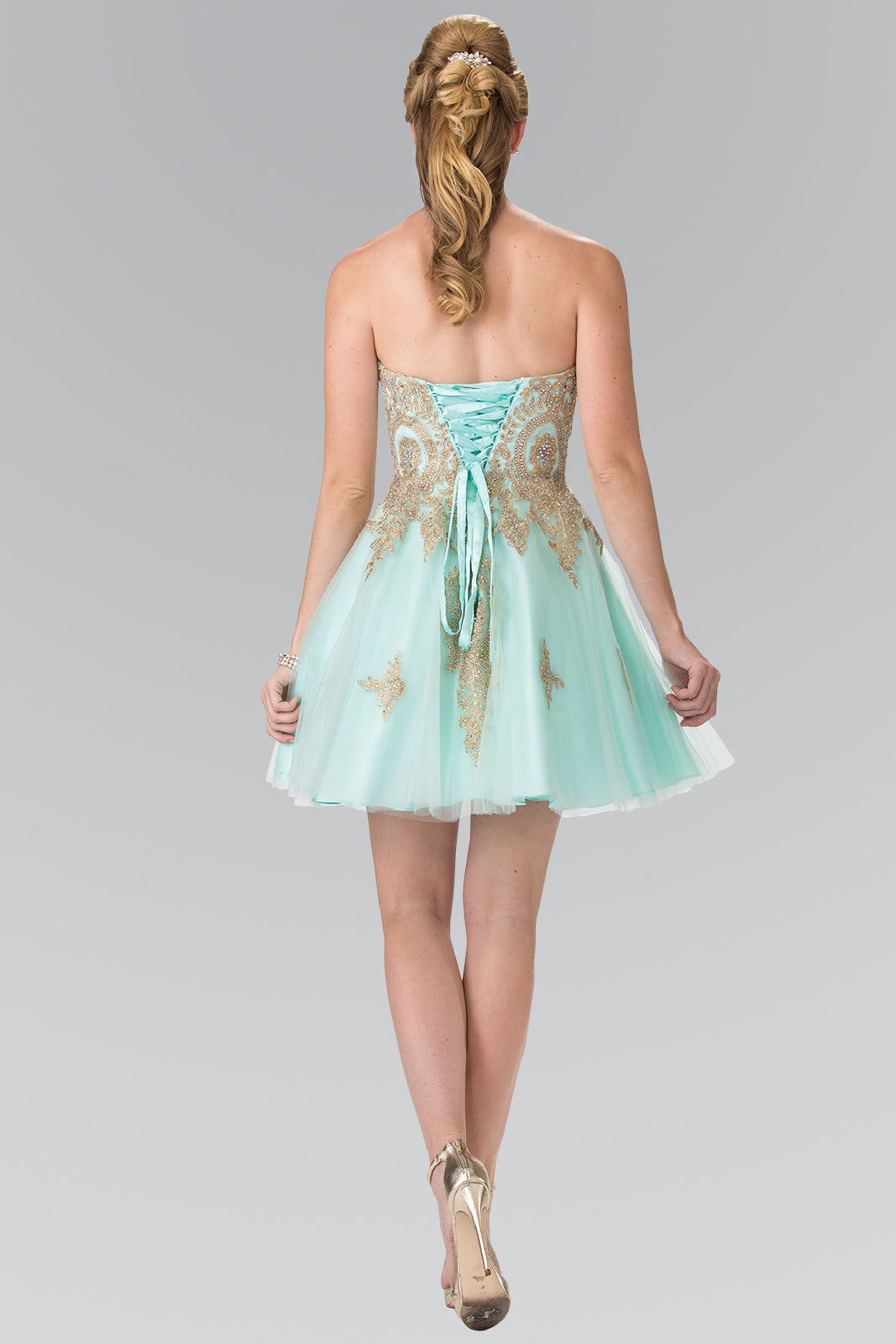 Sweethearted A-line Tulle Short Dress with Corset Back-5