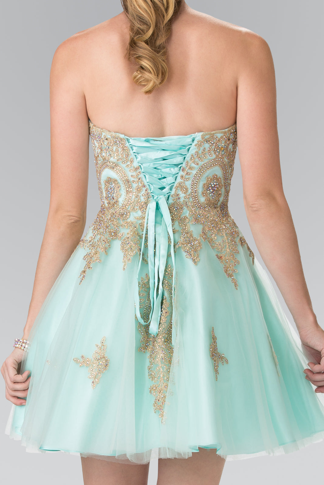 Sweethearted A-line Tulle Short Dress with Corset Back-7