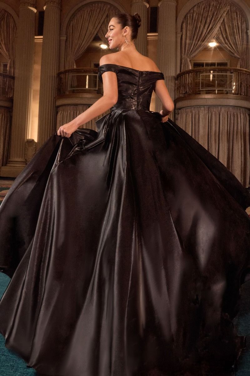Off The Shoulder Satin Bustier Dress-4