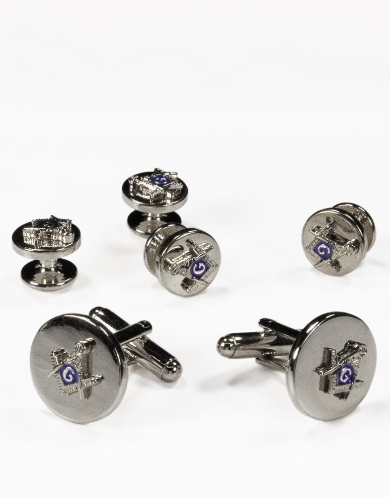 Masons Gold or Silver Studs and Cufflinks Set-1