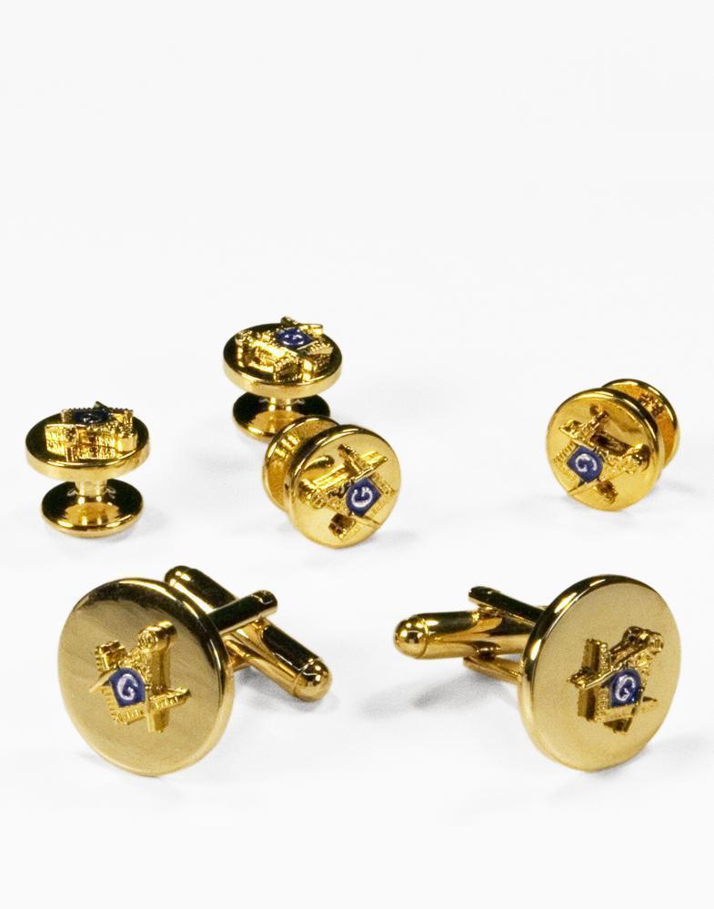 Masons Gold or Silver Studs and Cufflinks Set-0