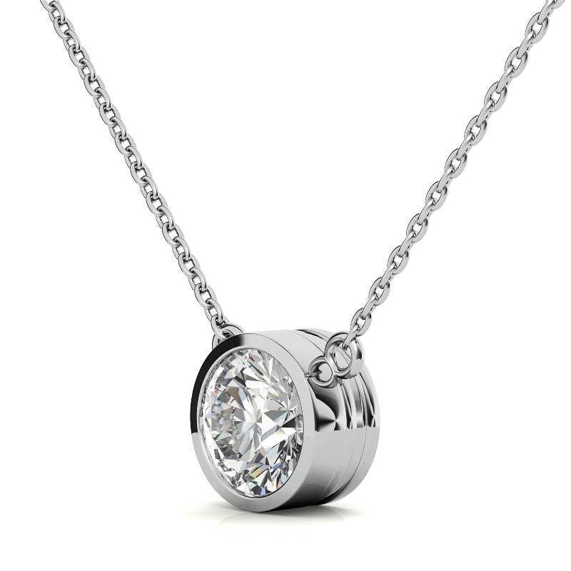 AGI Certified 2 CTW Round Brilliant Lab Grown Diamond Bezel Pendant in 14K Gold-2