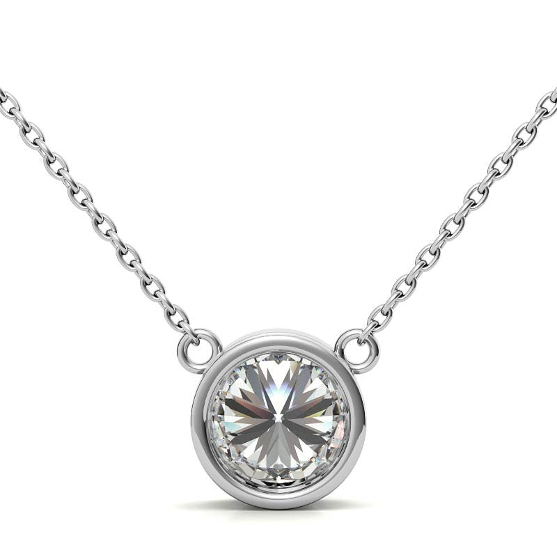AGI Certified 2 CTW Round Brilliant Lab Grown Diamond Bezel Pendant in 14K Gold-0