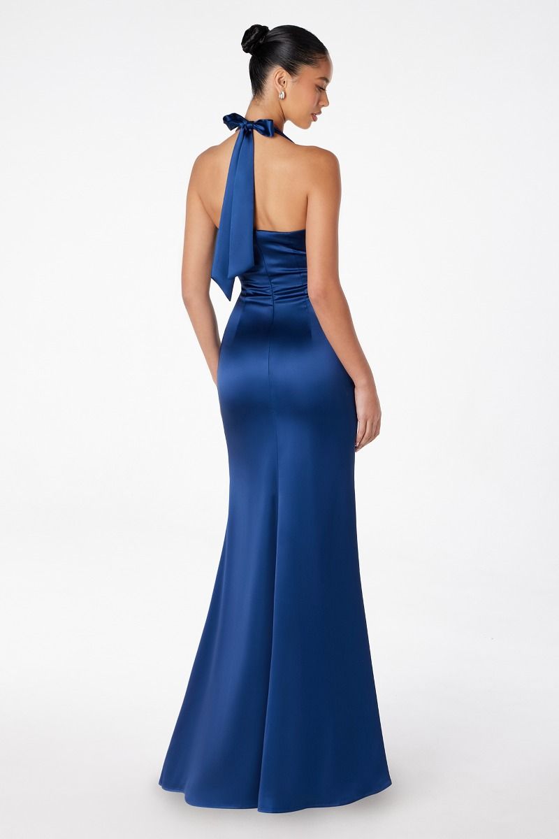 Halter V-neck mermaid dress-4