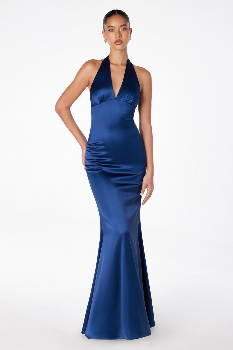 Halter V-neck mermaid dress-3