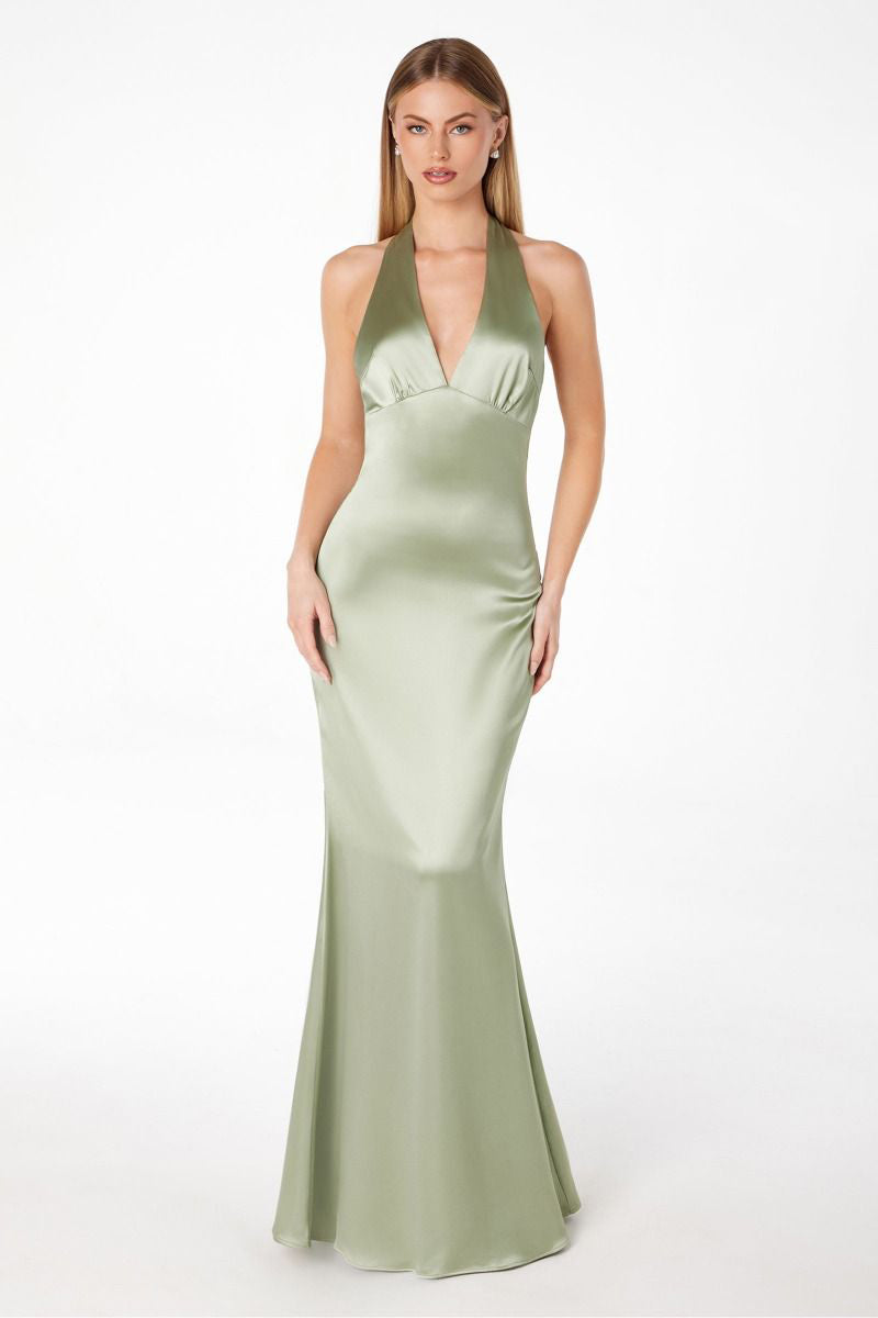 Halter V-neck mermaid dress-5