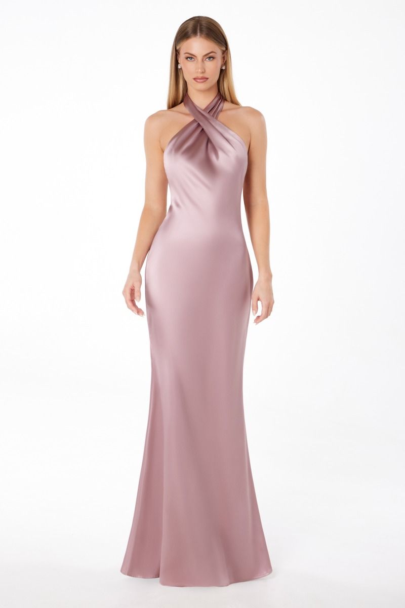 High halter v-neck mermaid dress-4