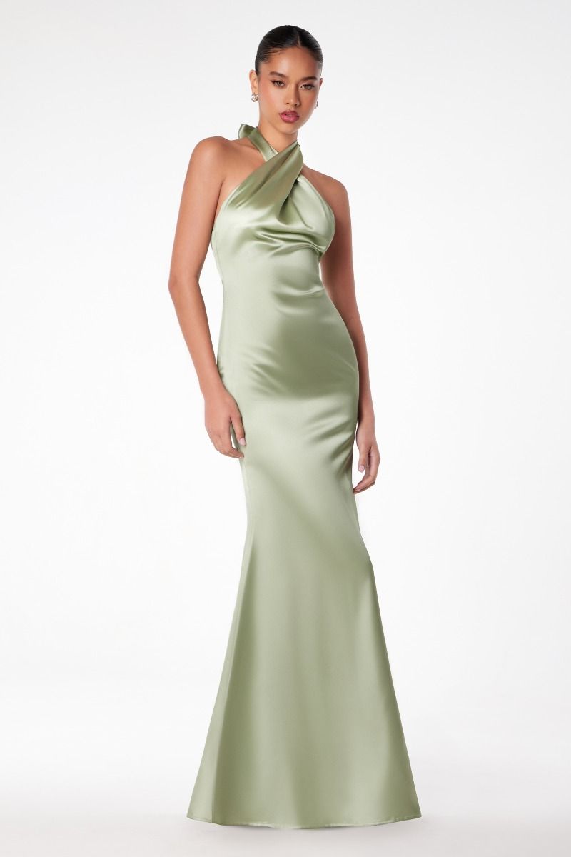 High halter v-neck mermaid dress-6