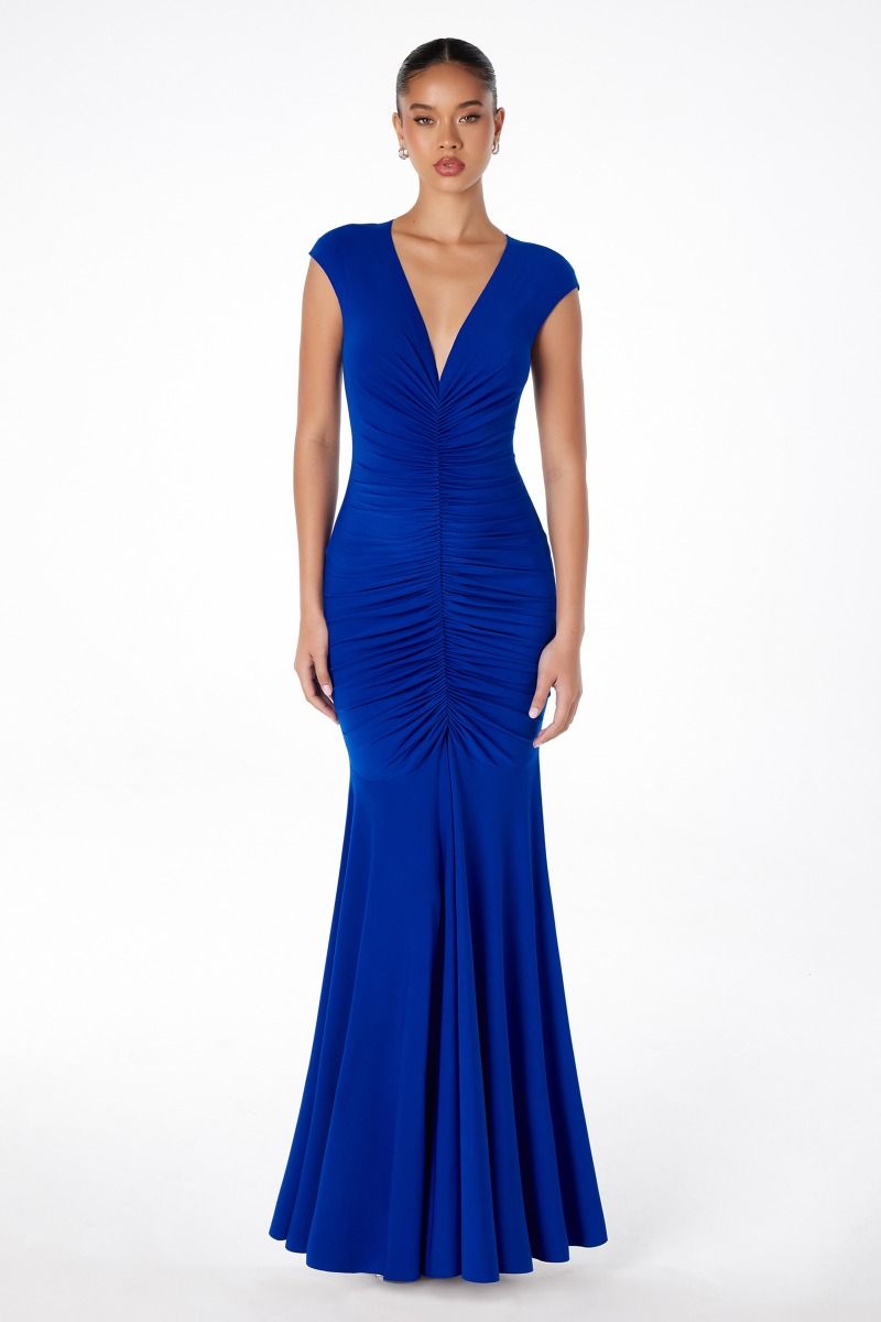 Mermaid dress V-neckline covered back-5