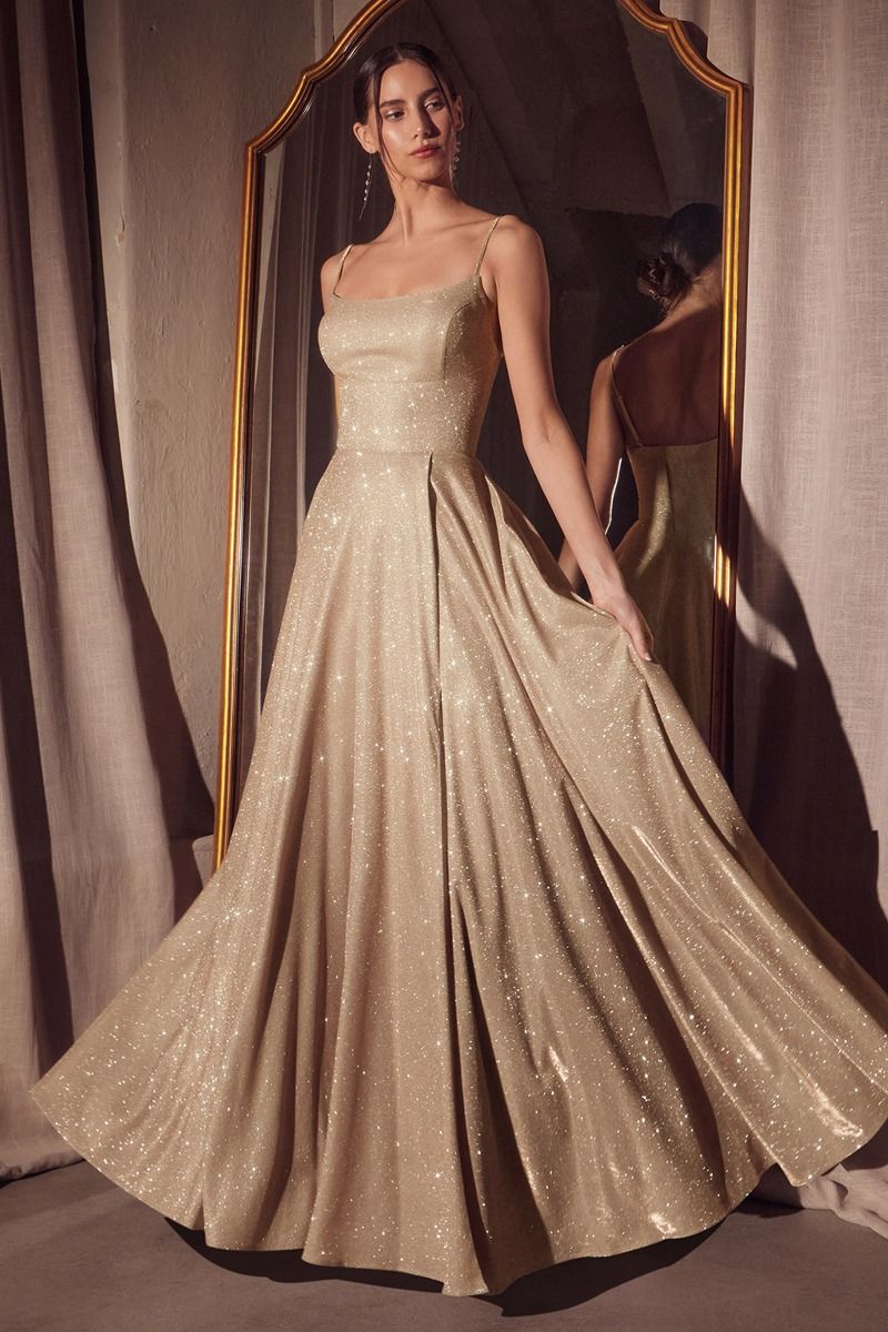 A-line dress with square neckline and thin straps-1