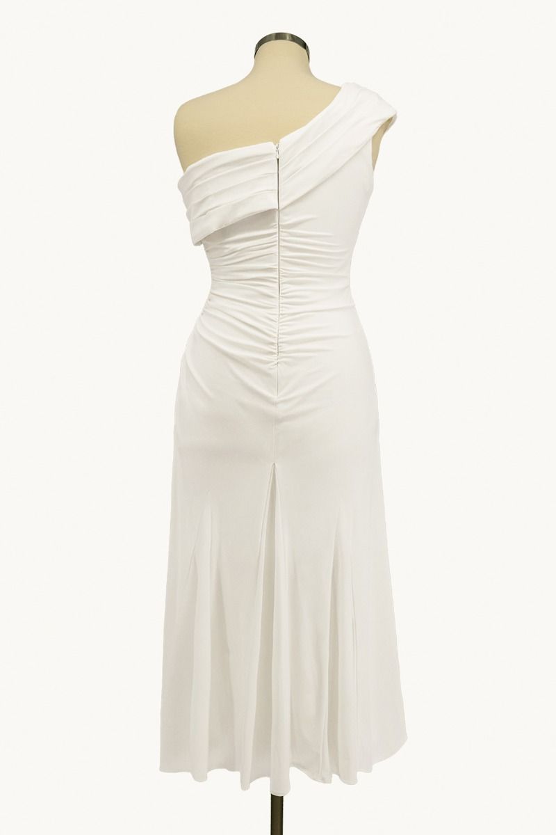 Asymmetric Midi Wedding Dress-1
