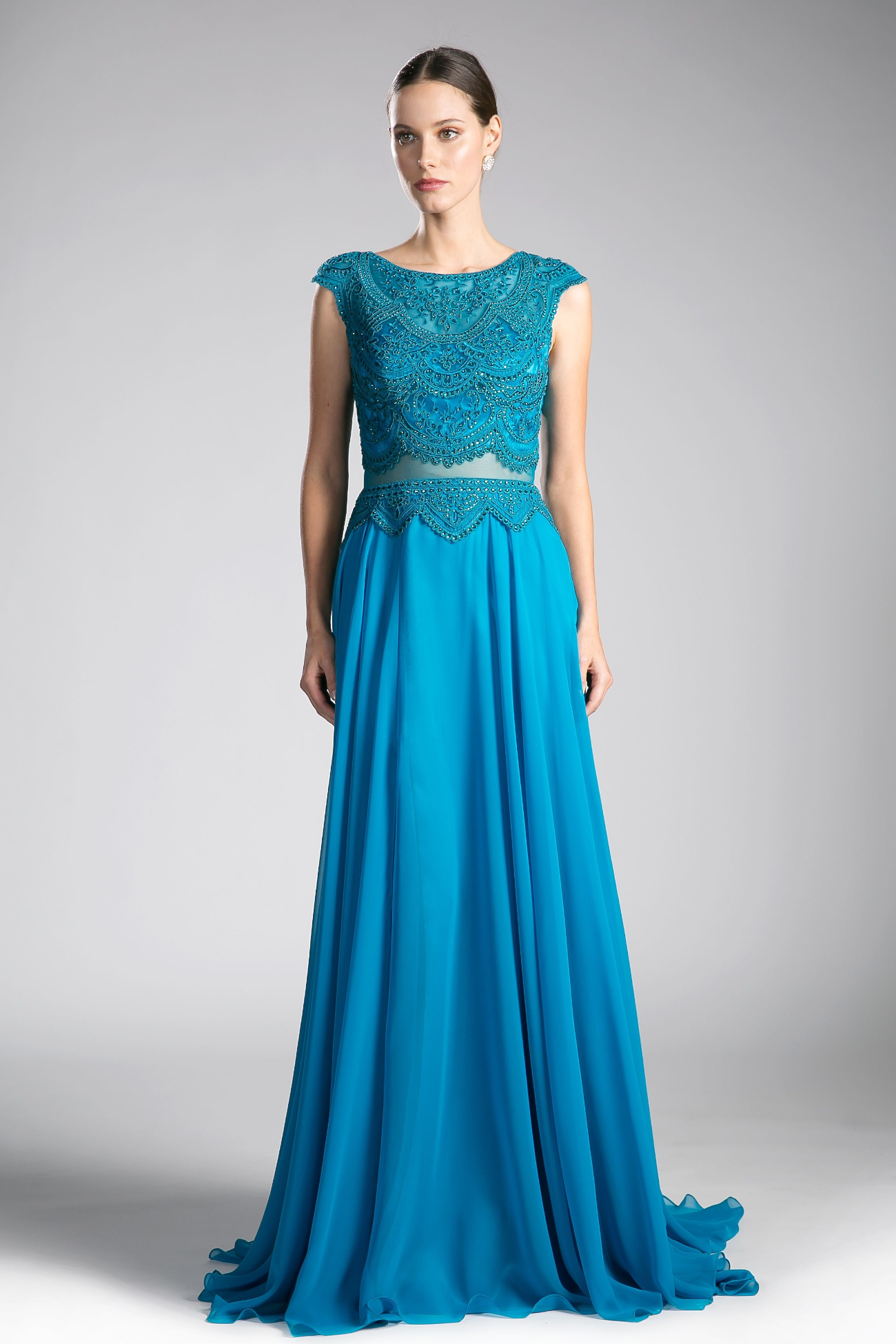 Beaded Lace Chiffon Dress-8
