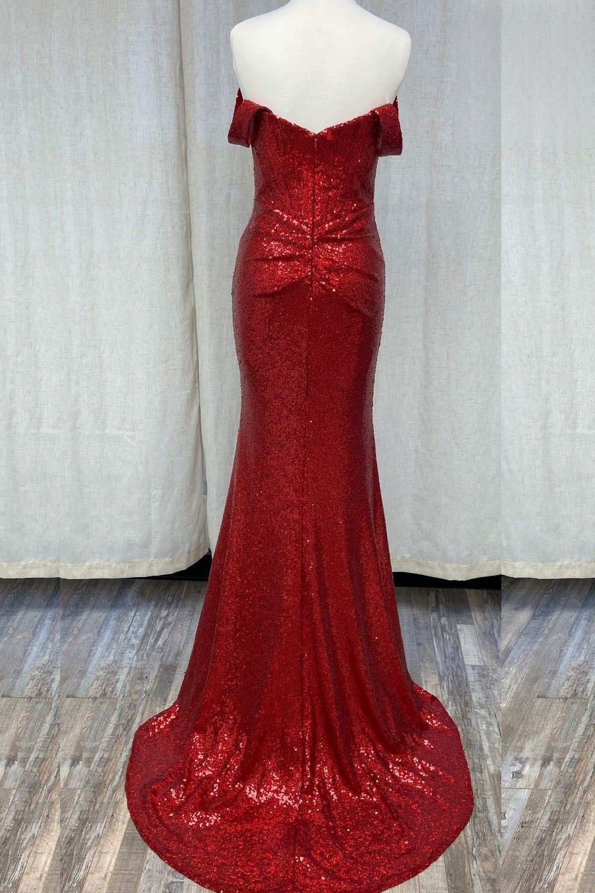 Off Shoulder Embroidered Sequins Open Back Long Prom Dress NXR1203-4