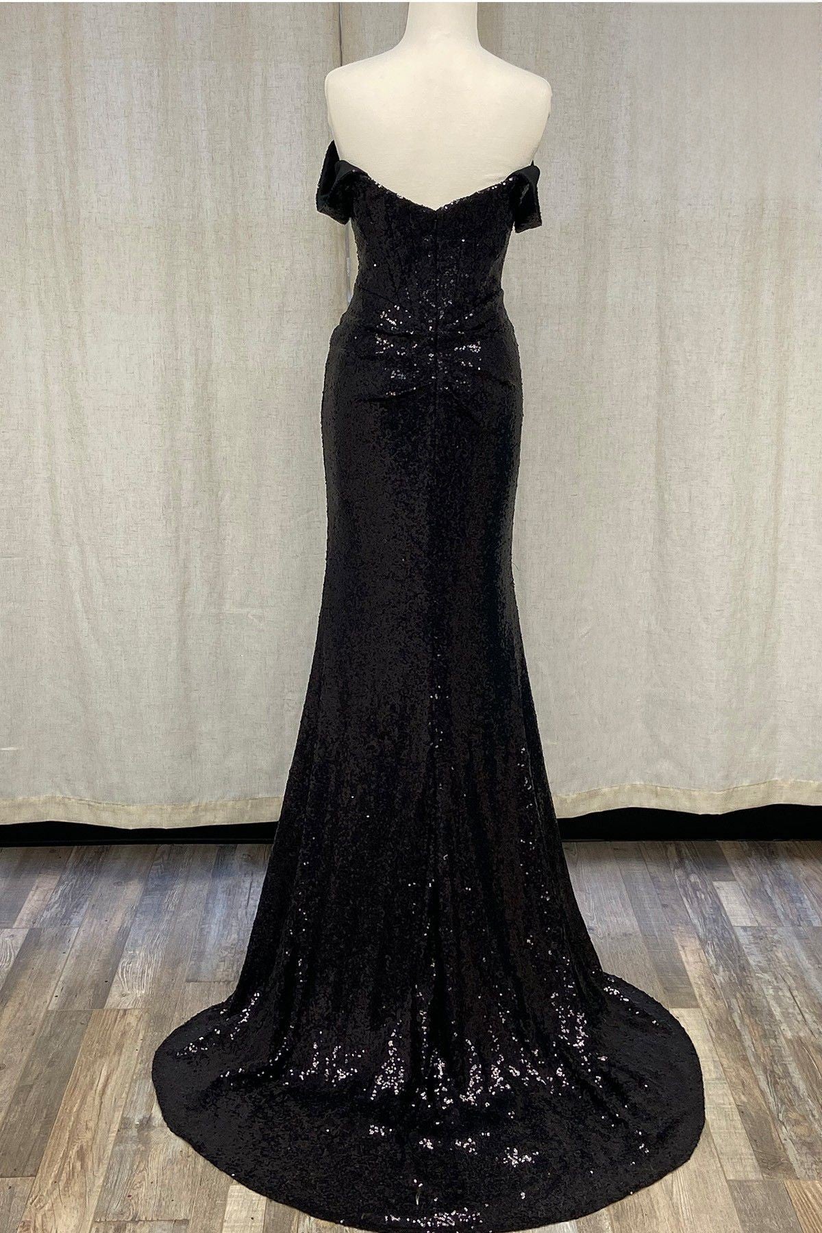 Off Shoulder Embroidered Sequins Open Back Long Prom Dress NXR1203-6