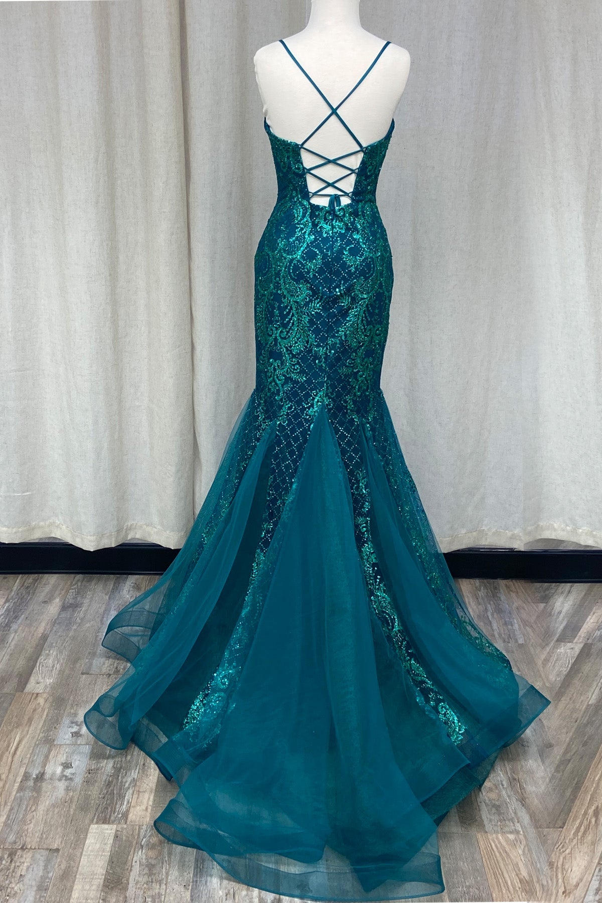 Memraid Tulle Skirt Embroidered Lace Long Prom Dress NXC1108-5