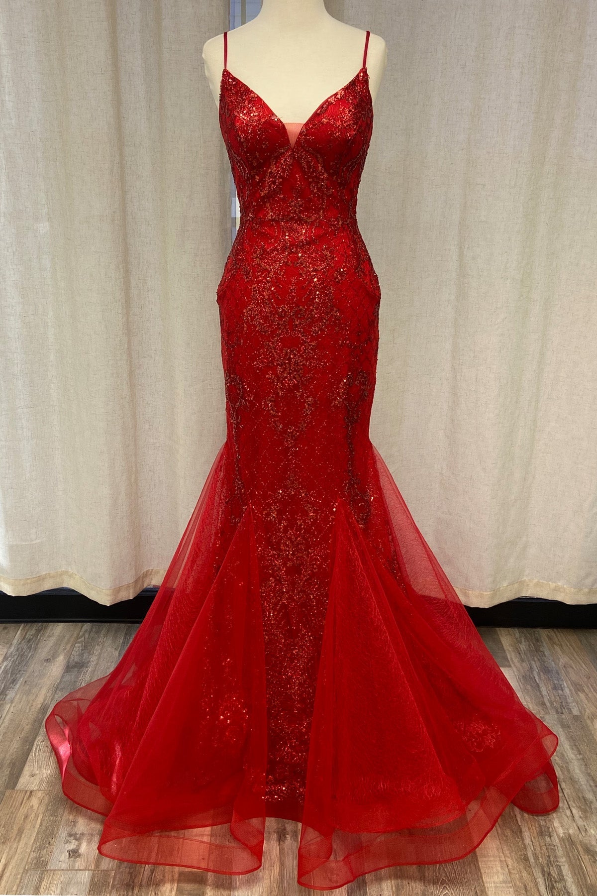 Memraid Tulle Skirt Embroidered Lace Long Prom Dress NXC1108-6