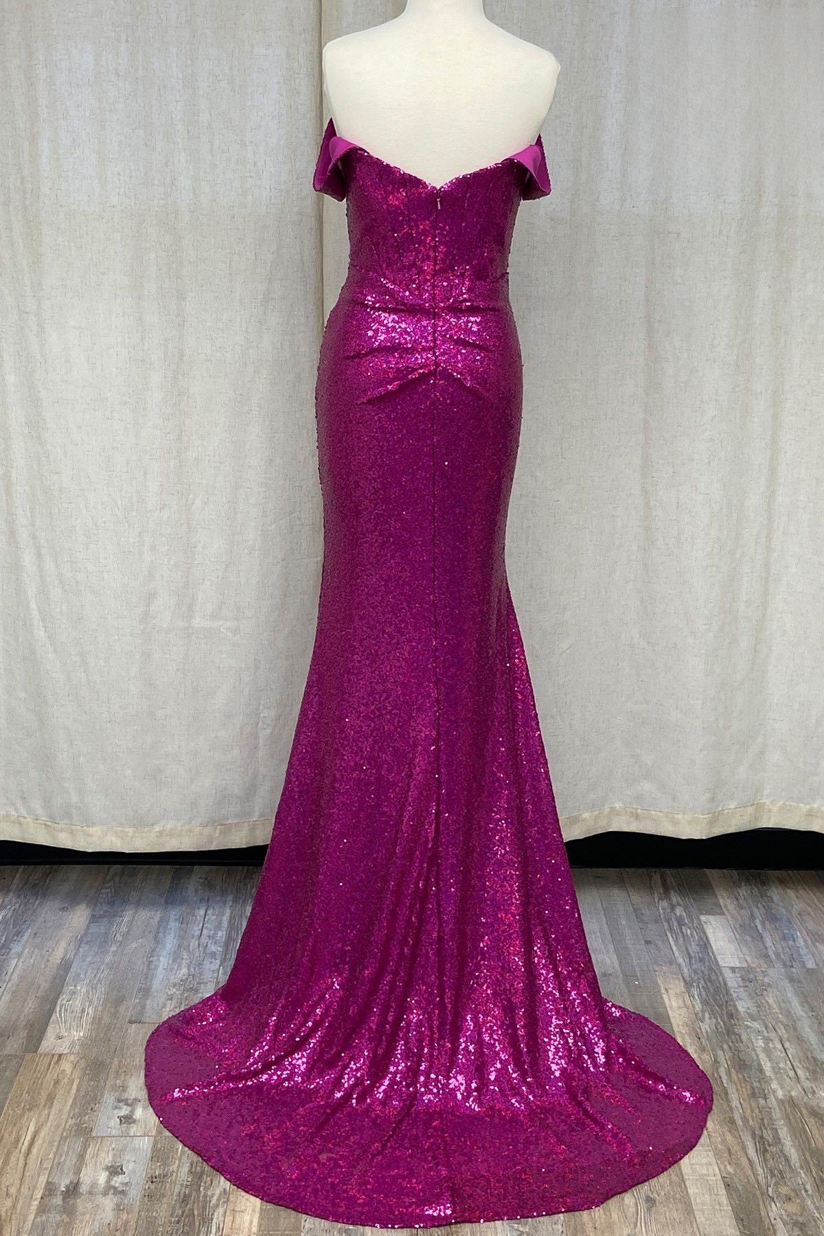 Off Shoulder Embroidered Sequins Open Back Long Prom Dress NXR1203-10