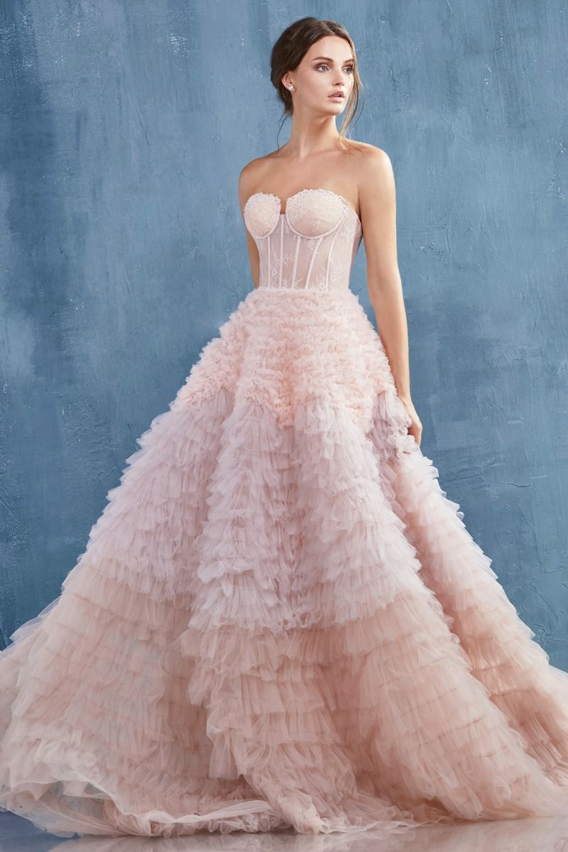 Strapless Ruffled Ombre Eva Ballgown-5