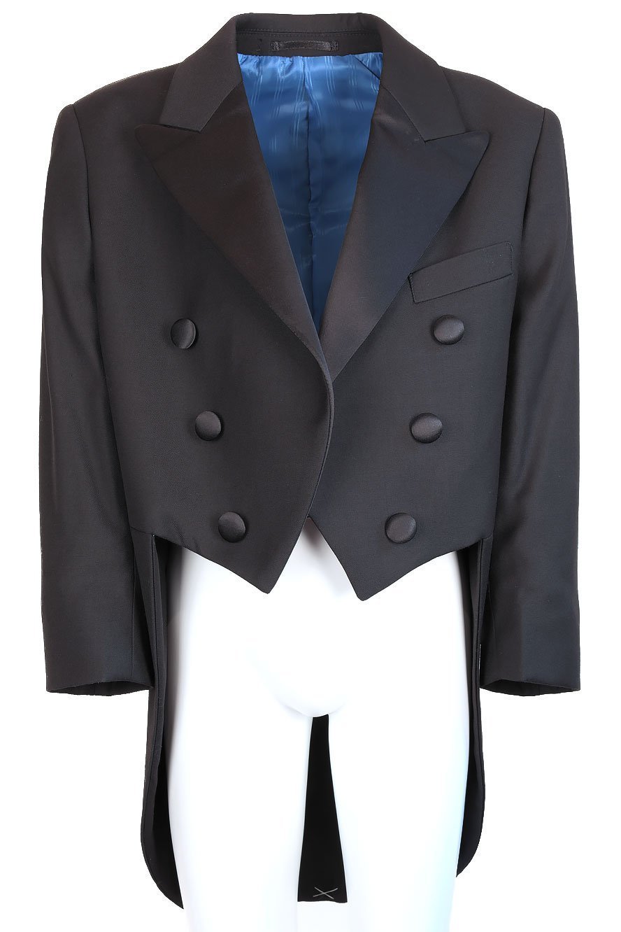 "Capri" Kids Black Tailcoat Tuxedo Jacket Peak (Separates)-0