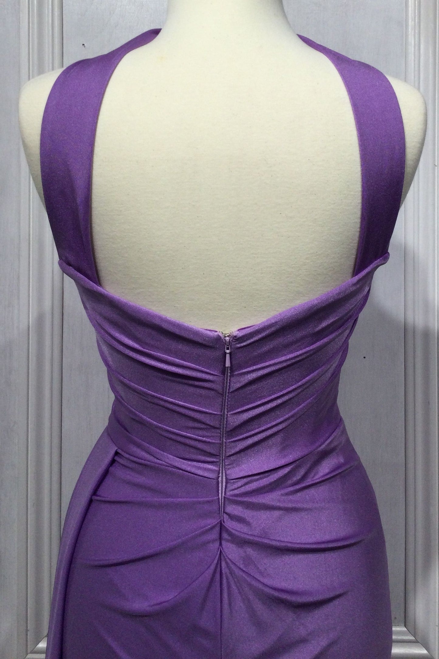 Strapless Stretch Satin Gown With Gloves-10